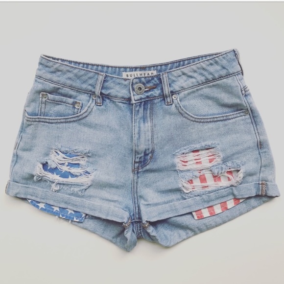 PacSun Pants - Pacsun Bullhead High Waisted Denim Flag Shorts